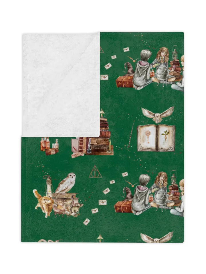 Wizarding World Baby Blanket; Magic School Baby Fleece Blanket Owl Key Magic World Custom Wizard Blanket Gift for Baby Minky Blanket WBB12