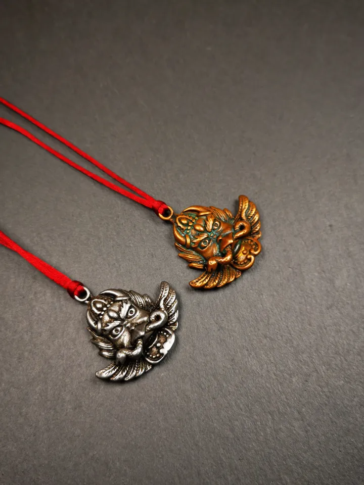 Gandhanra Antique Tibetan Buddhist Amulet Pendant - Garuda - The Golden-Winged Bird, Crafted from Cold Iron