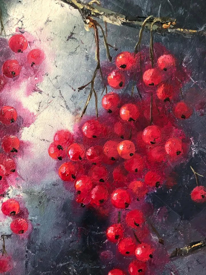Berries Original Painting Fruits Oil Still Life Kitchen Wall Art Fruits Painting