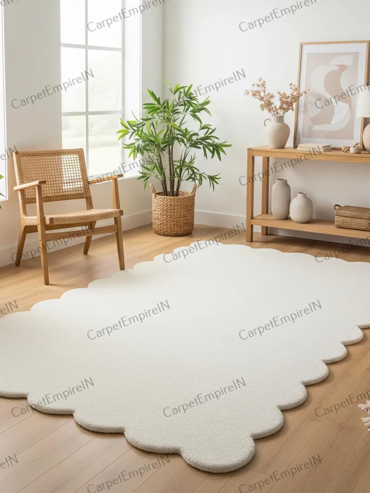 Buy Scalloped Area Rug | Modern Abstract Rug, Home Rug, Living Room Rug, Dining Decor, Bedroom Rug, Custom Rug, 3x5, 5x7, 8x10, 9x12, 10x14.