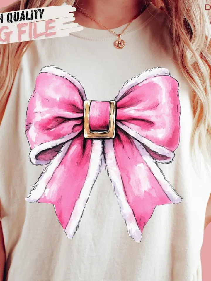 Pink Christmas Coquette bow Png, Christmas santa bow png, Christmas Sublimation Shirt Designs, Christmas png, Christmas design, Santa Claus