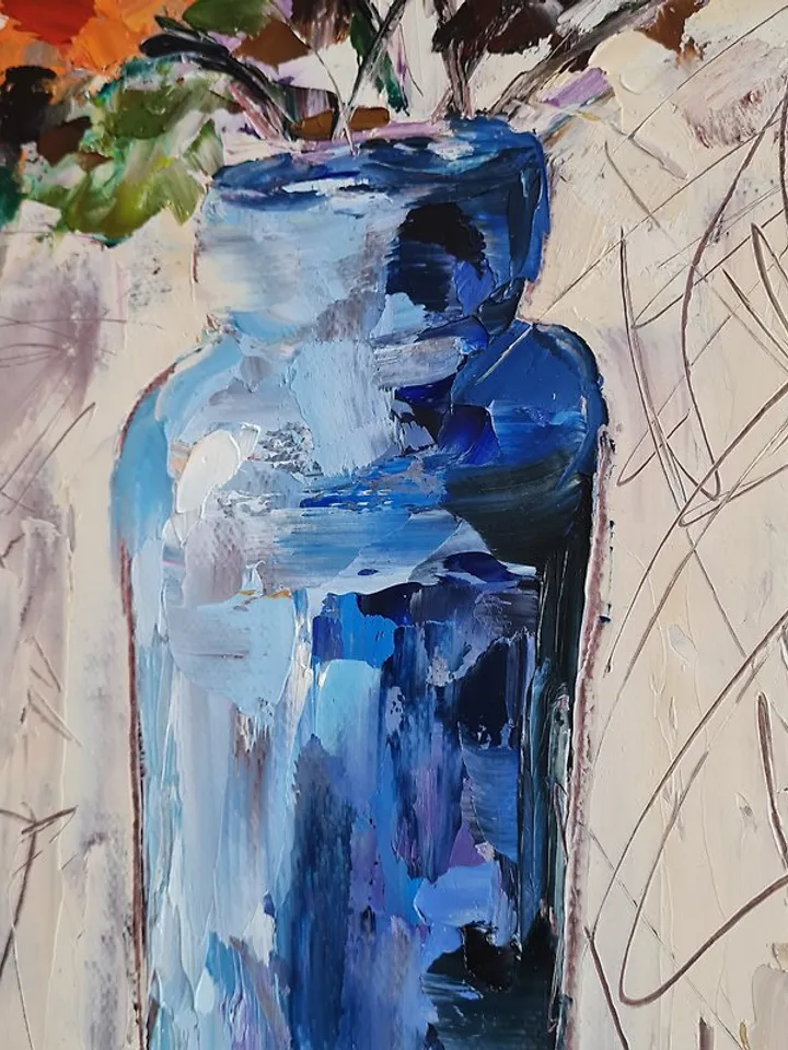 Flowers original oil painting on canvas Oil abstract painting Flowers in vase