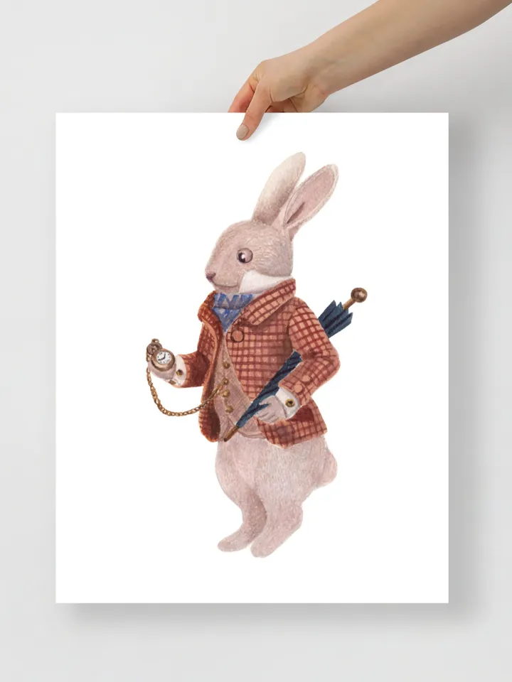 Rabbit Watercolor Wall Art Print Bunny Rabbit Alis In Wonderland White Rabbit Gift Woodland Rabbit Gift Bunny Painting Rabbit Decor Print