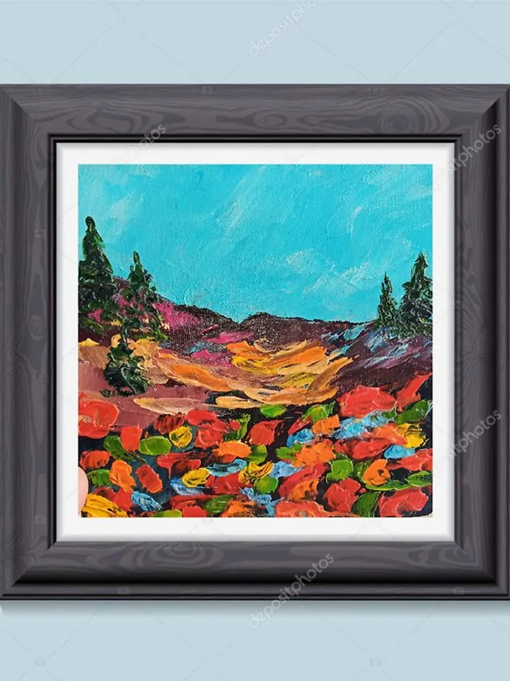 Abstract Landscape Original Oil Painting Impasto Art Miniature 6x6 inches