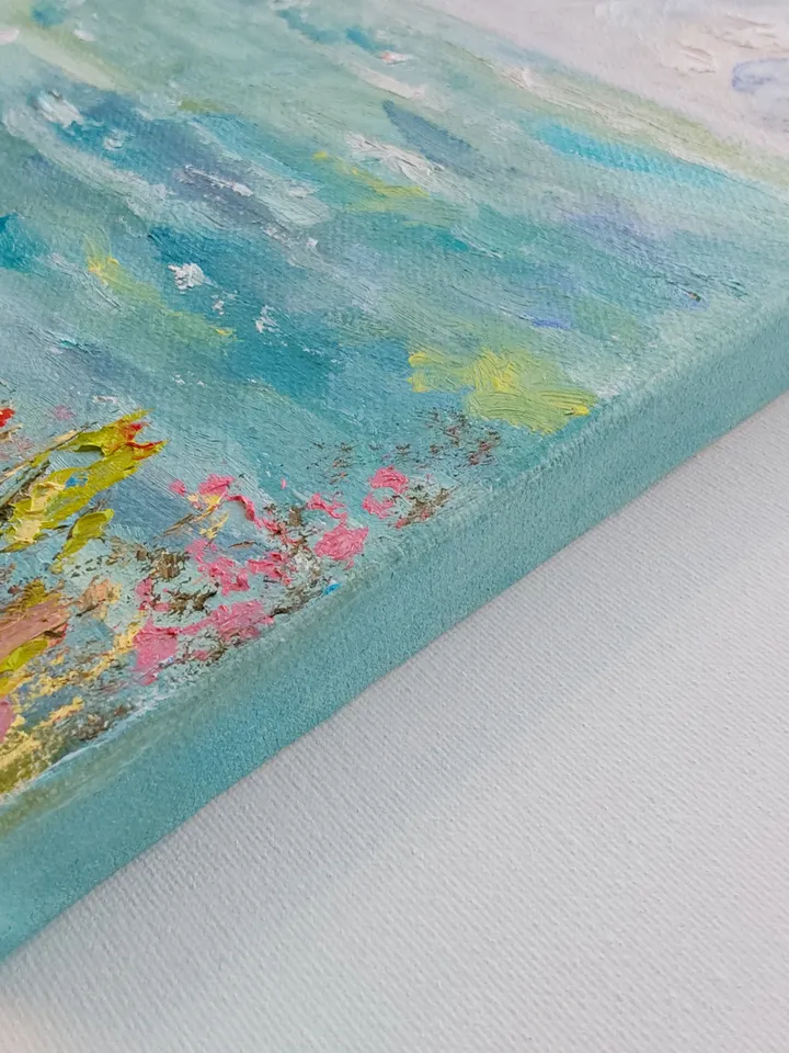 Oil painting on canvas 30x24cm (12x9.6 inches) "Stairway to the Sea"