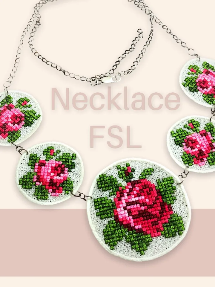 FSL cross-stitch jewelery set machine embroidery design digital embroidery pattern Free standing lace embroidery motif 3D embroidery design