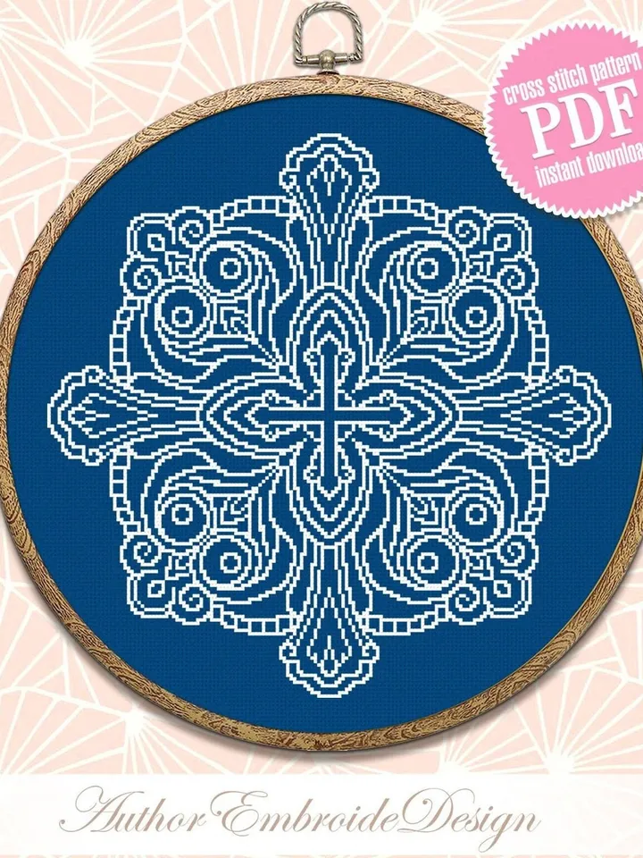 Mandala cross stitch pattern PDF download Mandala ornament cross stitch chart, Cross mandala embroidery PDF, Mandala pattern digital #M236
