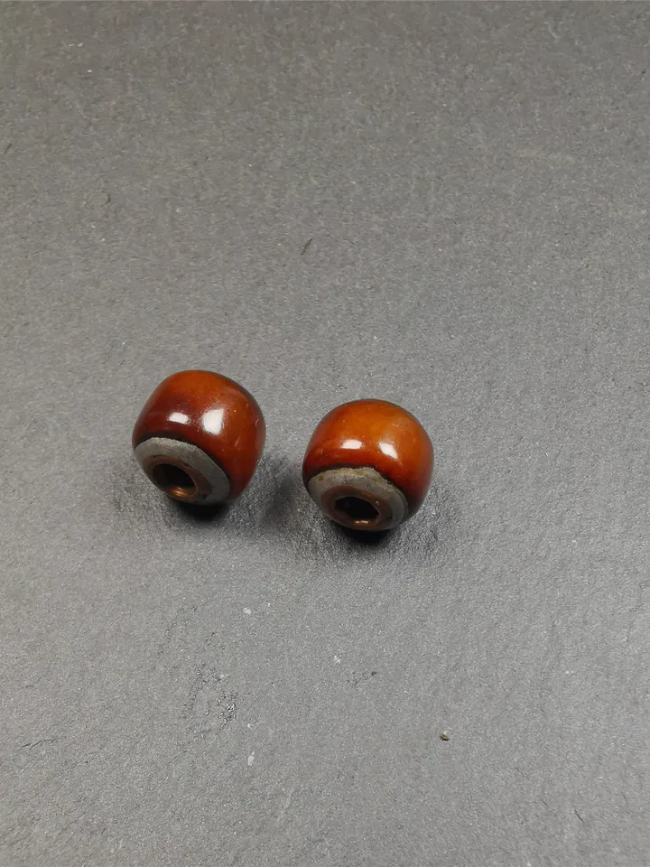 Gandhanra Handmade Pair of Yak Bone Beads,Marker Beads for Mala Necklace,Prayer Beads Accessories,0.47&quot; × 0.4&quot;