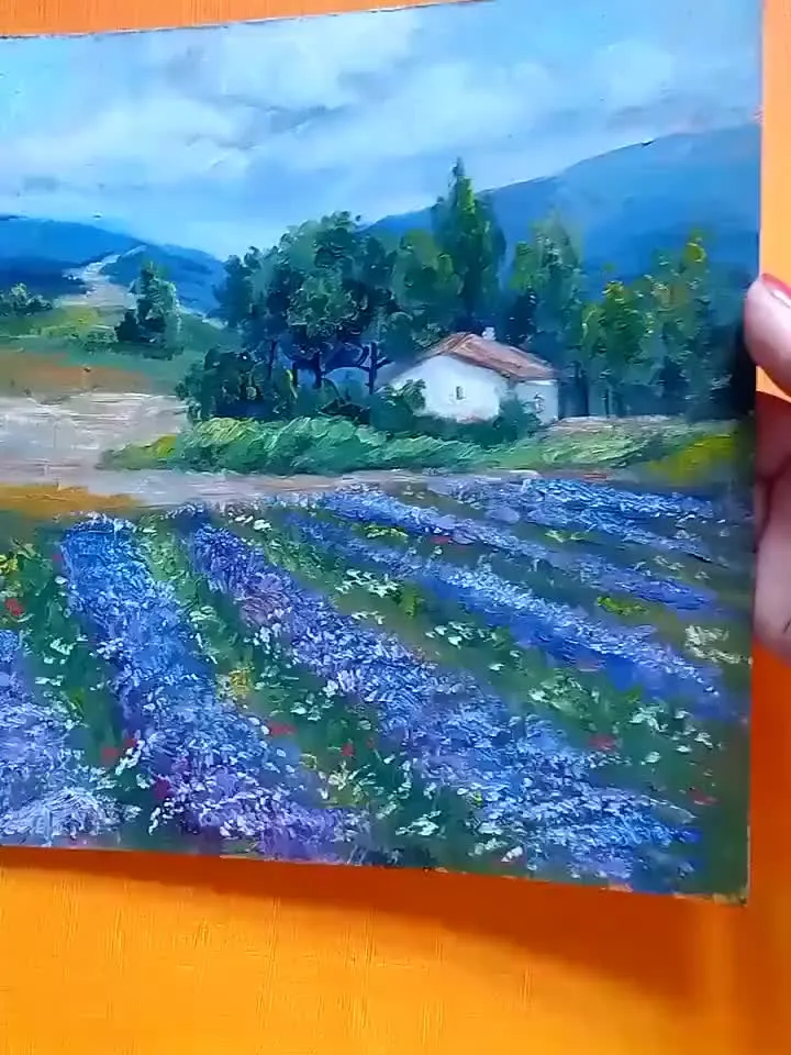Provence Oil Painting Lavender Fields Original Artwork France Village Impasto Wall Art Rustic Decor Travel Gifts impressionism botanic art