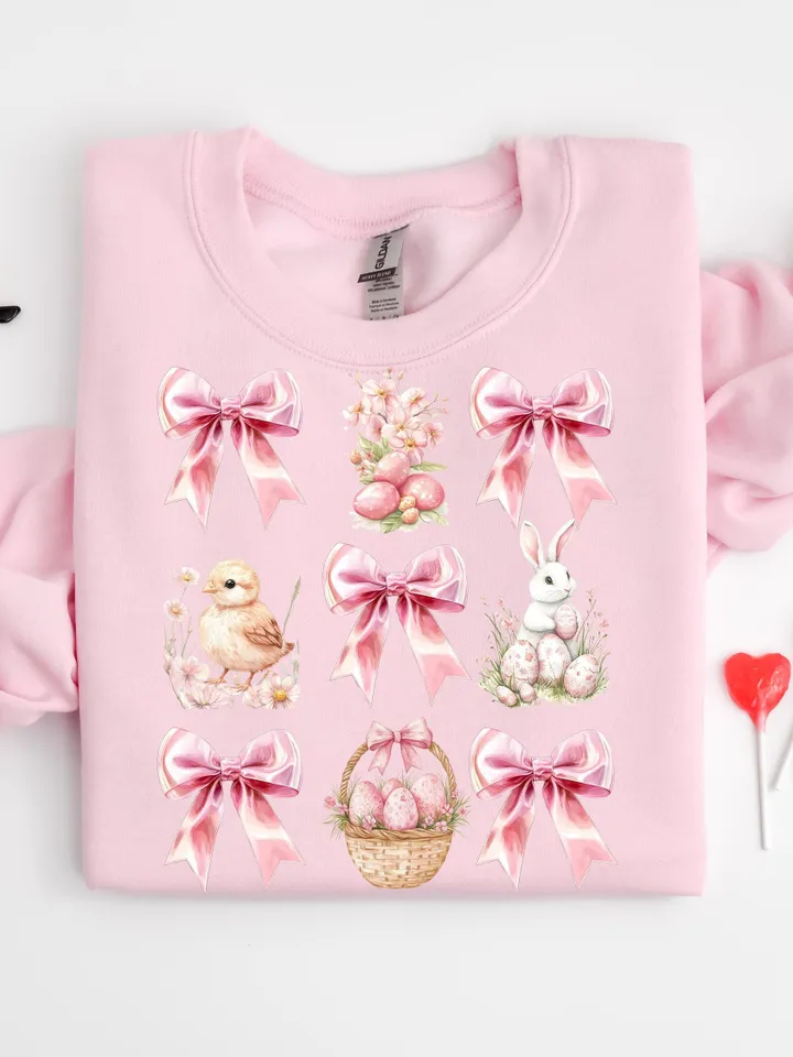 Happy Easter Coquette PNG, Retro Easter Png, Easter Bunny Png, Floral Spring Png, Pink Easter Shirt Design, Bunny Bow Png, Easter Egg Png