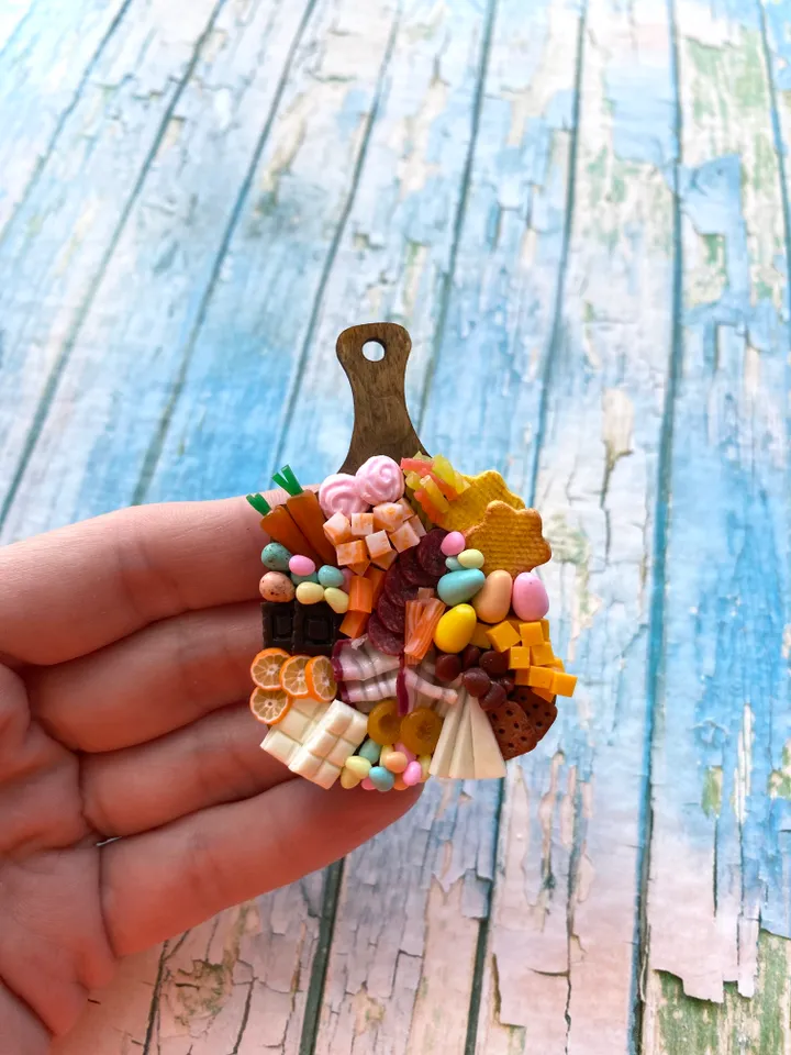 Magnet Miniature Easter Charcuterie Board with Polymer Clay