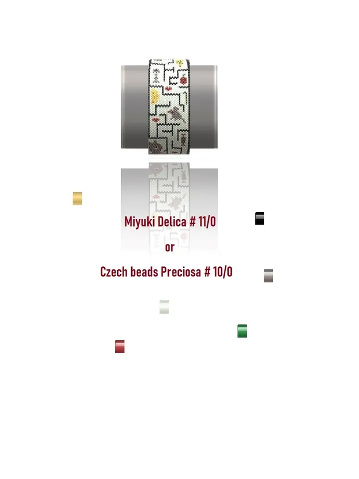 Mouse Maze Cuff Bracelet, Even Count Peyote Stitch Bead Pattern Bracelet, Miyuki Delica or Czech Preciosa, Instant Download