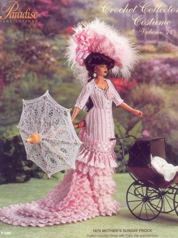 Barbie Dress Crochet Pattern Vintage for Dolls 11-1/2" Digital Download PDF