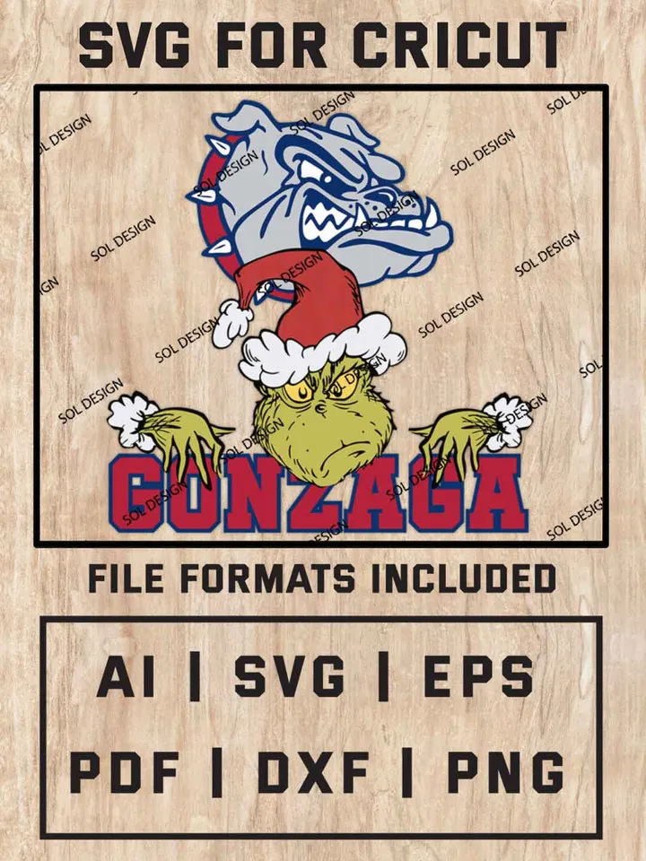 Grinch Gonzaga Bulldogs SVG, NCAA SVG Design, NCAA Gonzaga Bulldogs SVG, NCAA Gonzaga Team Cricut, Christmas Svg, Grinch svg, Digital Download