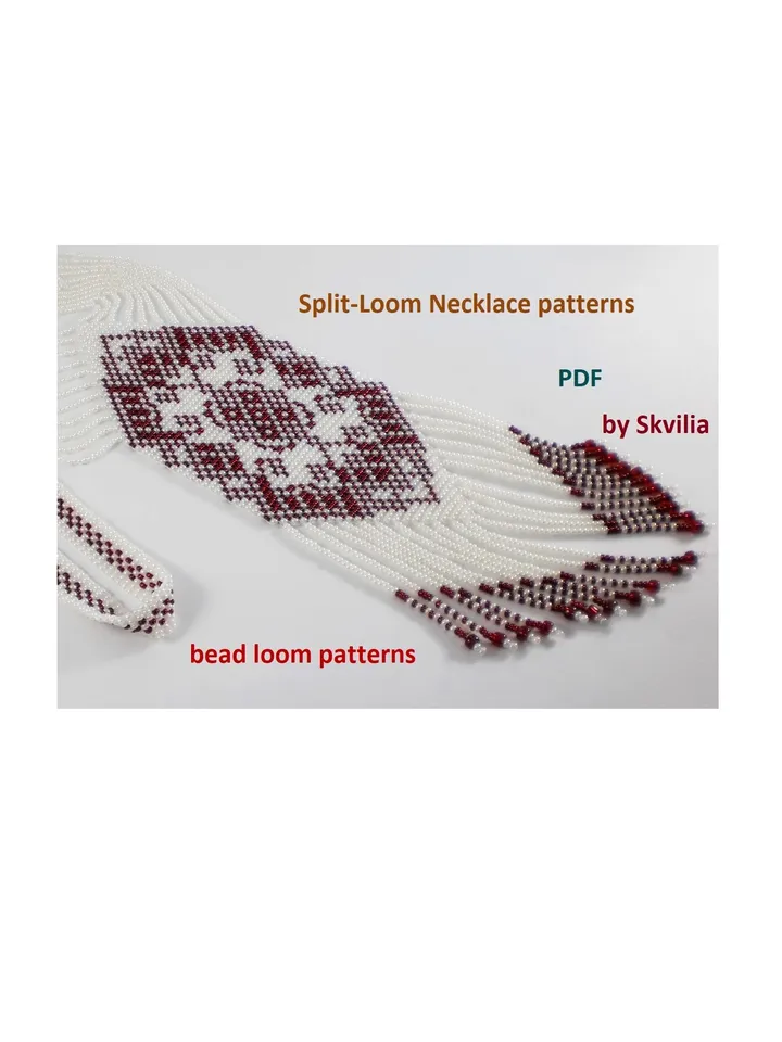 Bead loom patterns, schemes for a Split-Loom Necklace, Beading Loom Stitch, Square Stitch, Gerdan, Instant Digital Download, PDF