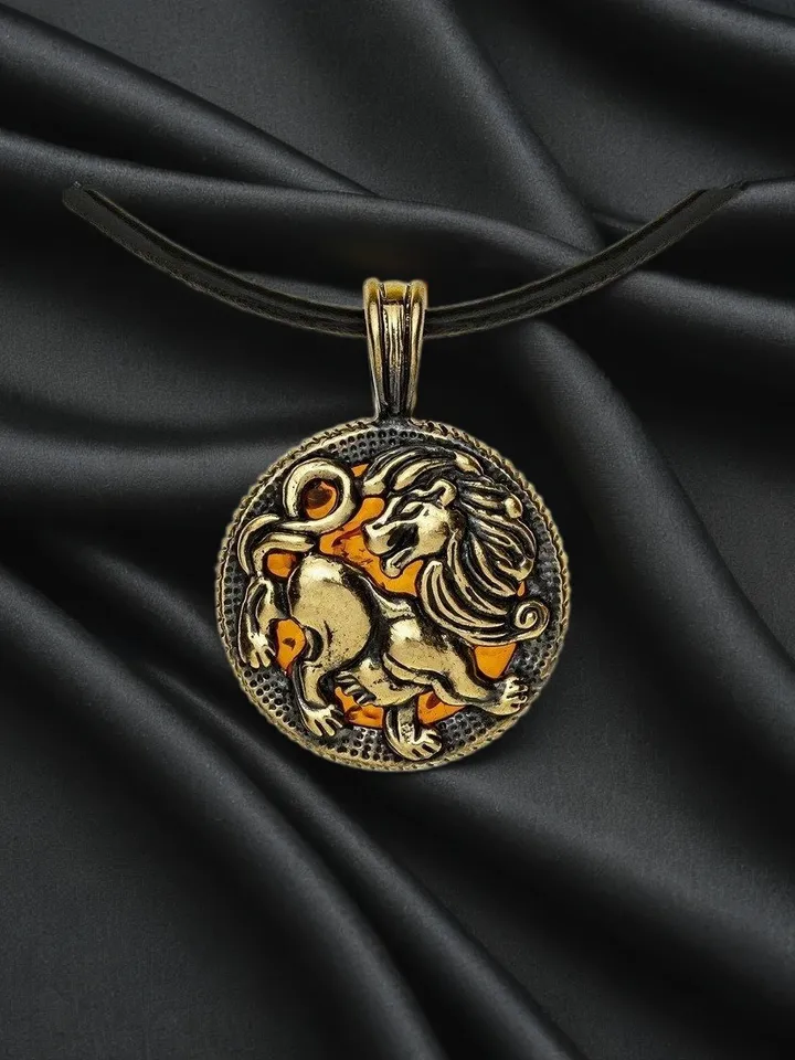 Lion necklace Lion jewelry Leo gifts necklace Amber jewelry Lion pendant leo zodiac Amulet necklace