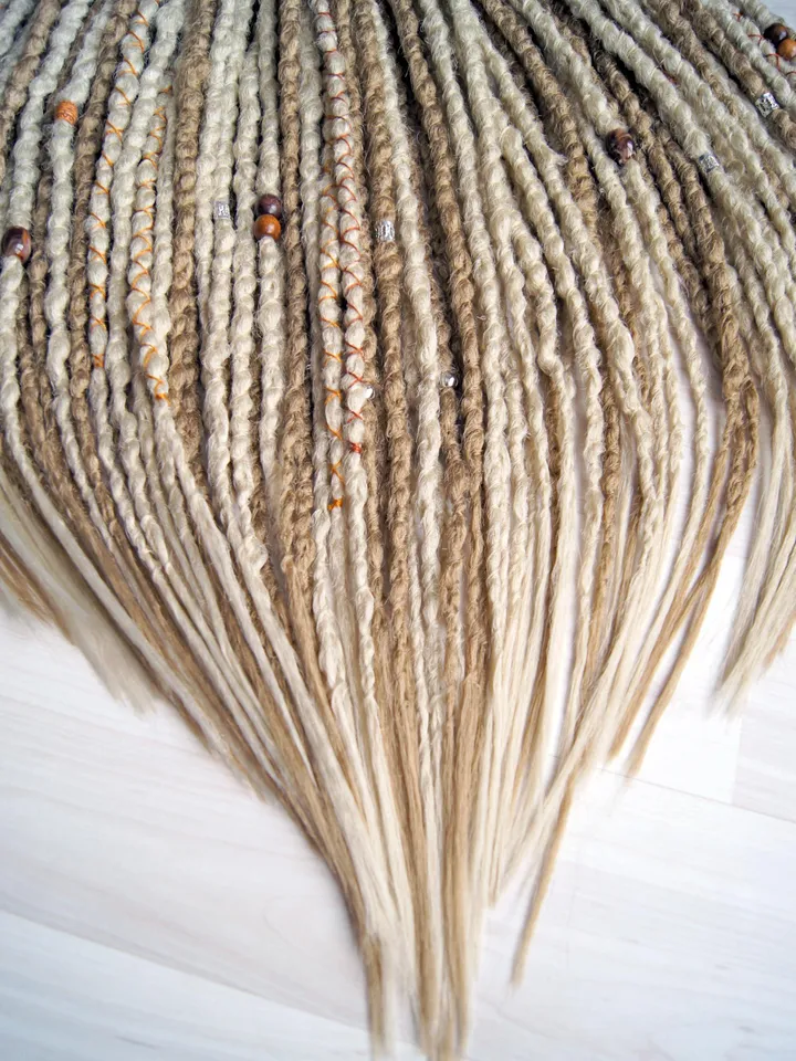 Ready to ship! Full set head dread extensions Blonde mix boho style Double ended 22 inches
