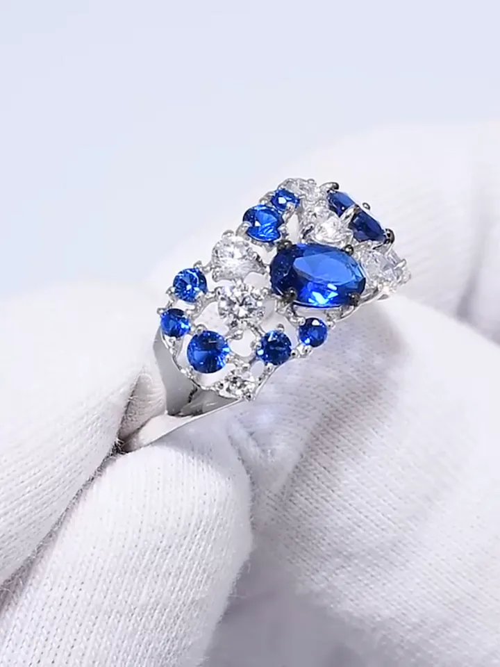 Silver ring for women 925 assay value with cubic zirconia stones, silver