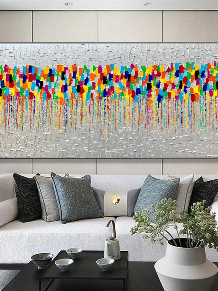 Original Oil Painting On Canvas, Abstract Colorful Textured Palette Art, Large Wall Art, Living room Wall Art, Home Decor, Boho Wall Decor
