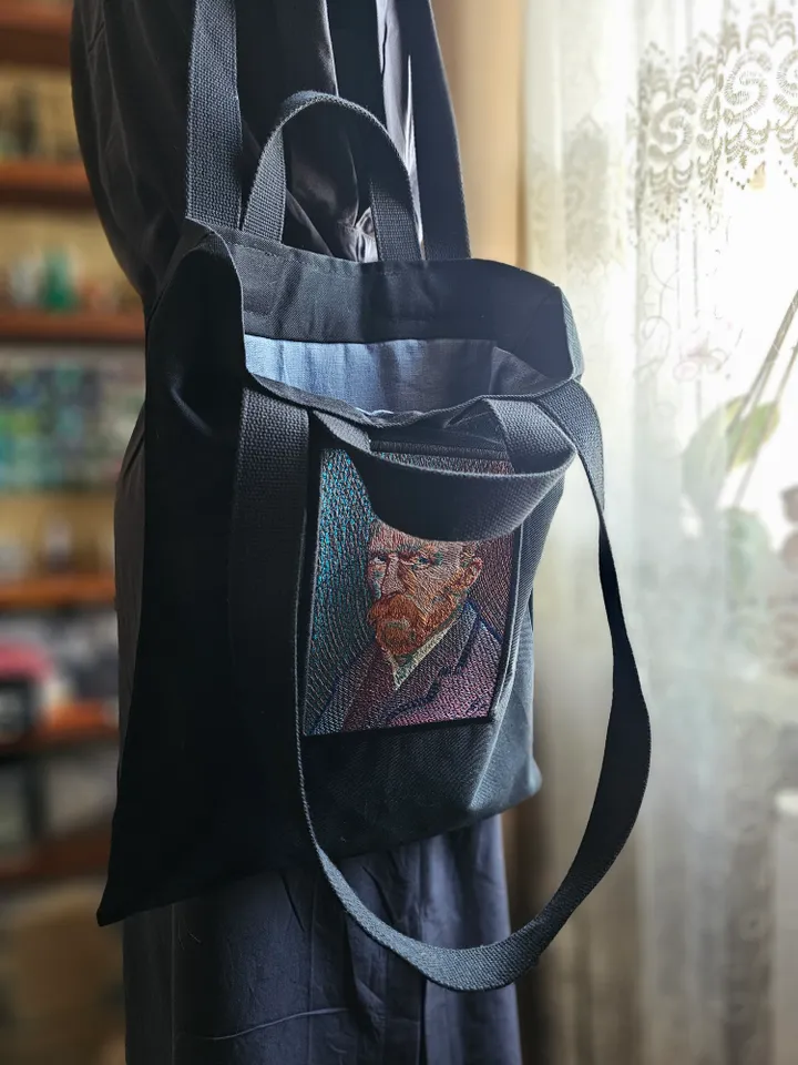 Van Gogh embroidered shopper bag.
