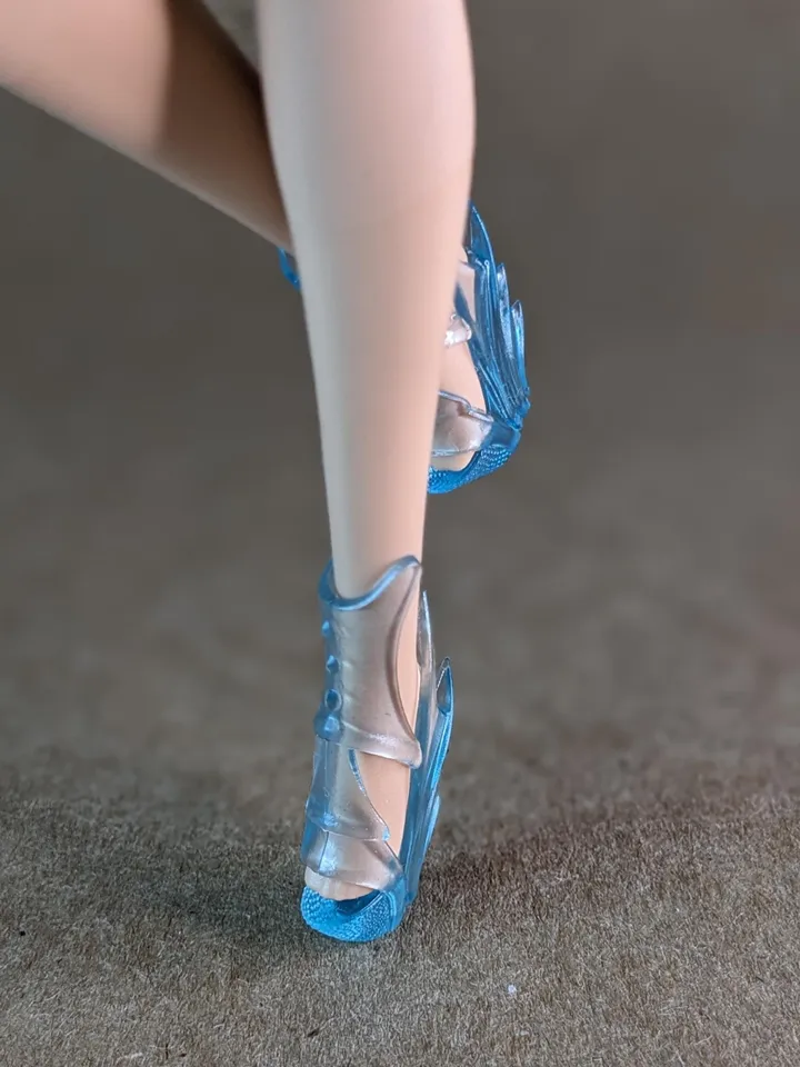 Blue transparent wedge sandals for 1/6 scale female dolls