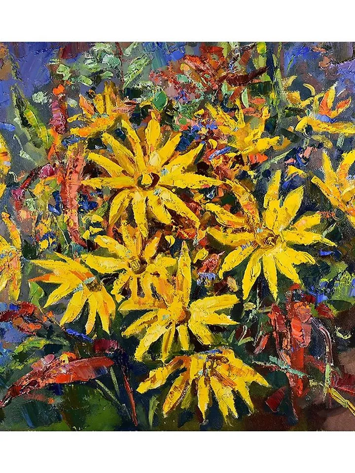 Bouquet Painting Flower Original Art Yellow Floral Artwork Impressionism