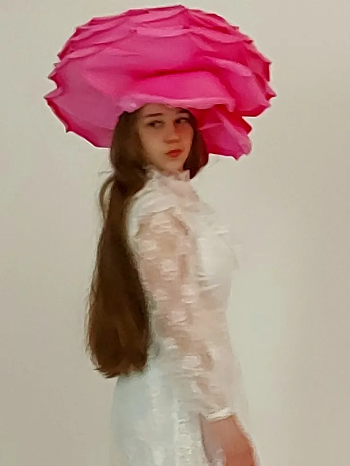 Extra large rose hat Derby headdress Barbie color Women Fashion Headwaer Hat for Wedding and Tea Patry 55 cm