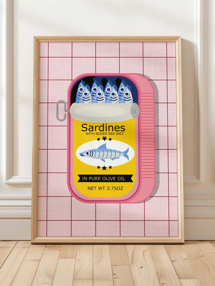 Vintage Sardine Tin Poster: Retro Kitchen Wall Art (Digital Download)