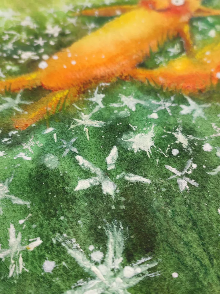 27×34 Artwork by Julia Schigal "The Star Fishing"- watercolor, gouache, pastel