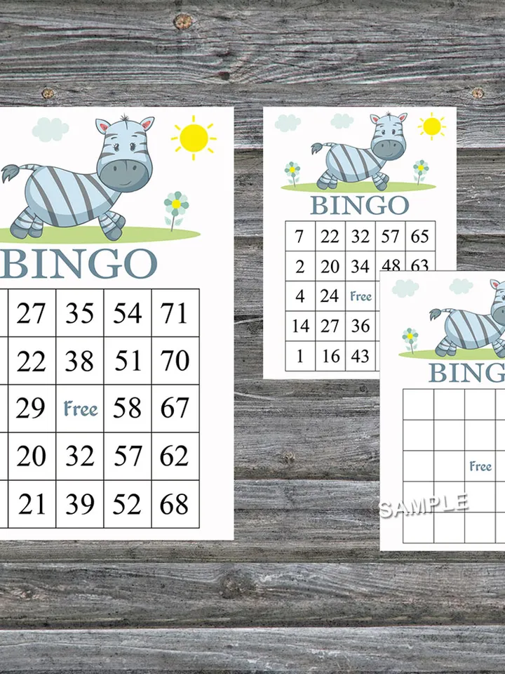 Funny Zebra bingo cards,Zebra bingo game,Safari animals printable bingo cards,60 Bingo Cards,INSTANT DOWNLOAD--287