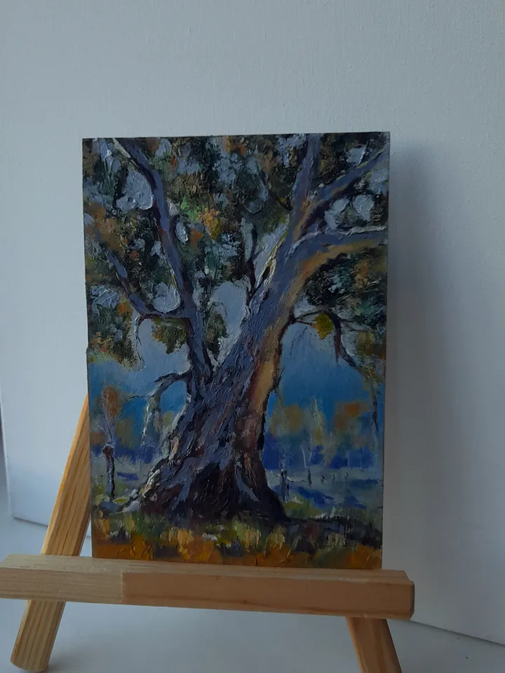 Oil painting on cardboard On the eve of autumn 21x15 cm (8.28 х 6 inches)