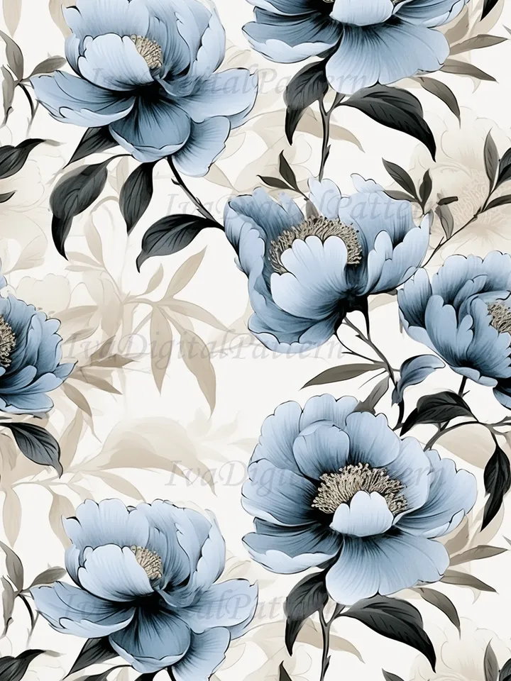 Seamless watercolor blue pink wild peony pattern, digital paper, floral pattern, mosaic pattern, commercial use
abstract floral seamless pattern - repeating pattern