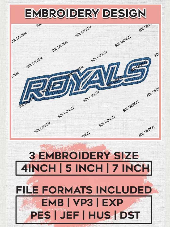 NCAA Royals Team Logo Embroidery Design Files, NCAA Queens University Royals Machine Embroidery, NCAA Teams, 3 sizes, NCAA Machine embroidery designs, Digital Download