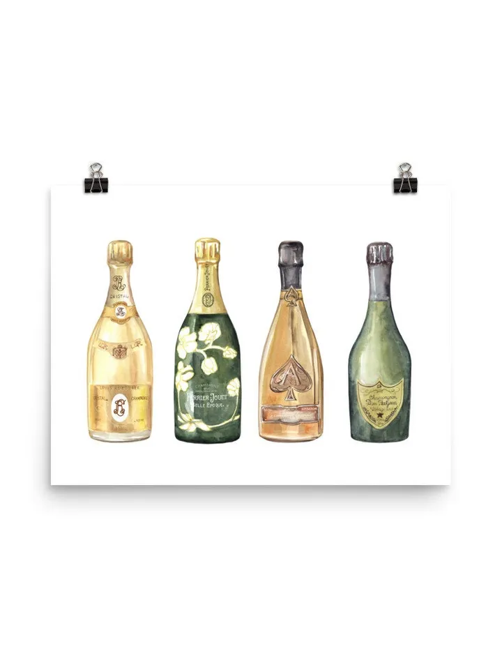 Champagne Watercolor Art Print, Cocktail Print, Bar Cart Art Work, Bar Decor, College Apartment, Wine Cocktail Drink, College Dorm Decor