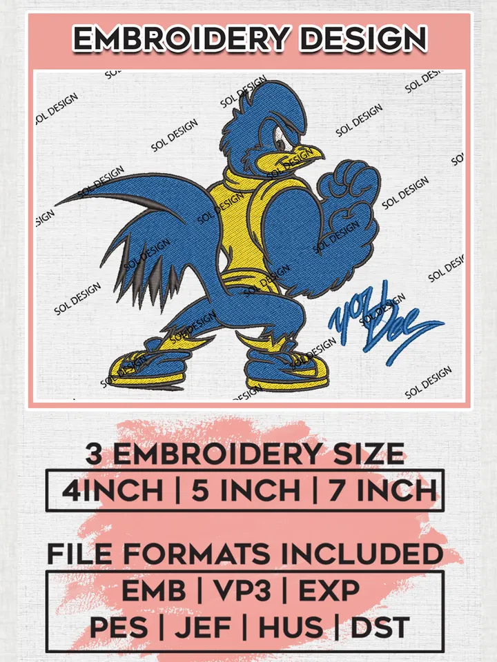 Delaware Blue Hens Team Mascot Logo Embroidery Design Files, NCAA Delaware Blue Hens Machine Embroidery, NCAA Teams, Game Day, 3 sizes, NCAA Machine embroidery designs, Digital Download