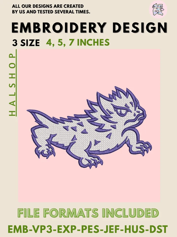 NCAA TCU Horned Frogs Embroidery Design | Texas Christian University Logo | Machine Embroidery File | Digital Download