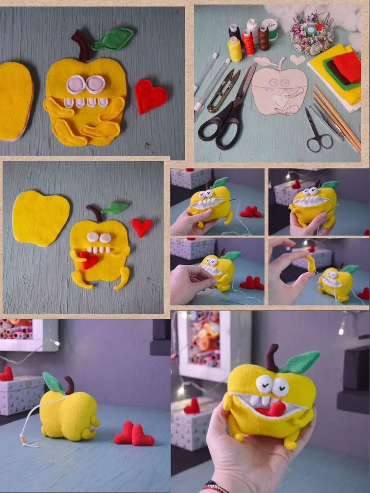 PDF Plush Toy Pattern Set – Moveable Limbs & Secret Pocket Fruits