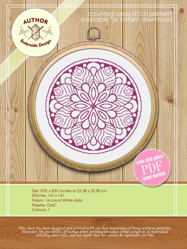 Mandala set cross stitch pattern download PDF Monochrome mandala cross stitch chart, Mandala circle pattern digital PDF, DIY Home decor #S17