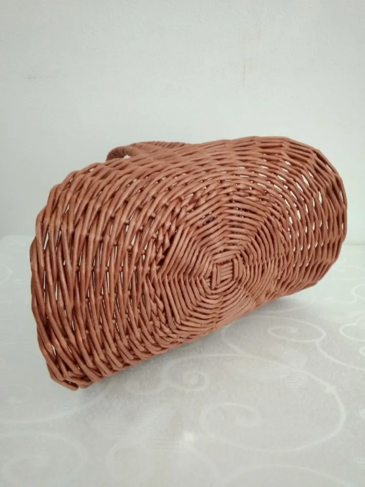 French wicker basket Small oval basket Wedding flowers basket Flat oval basket with handle