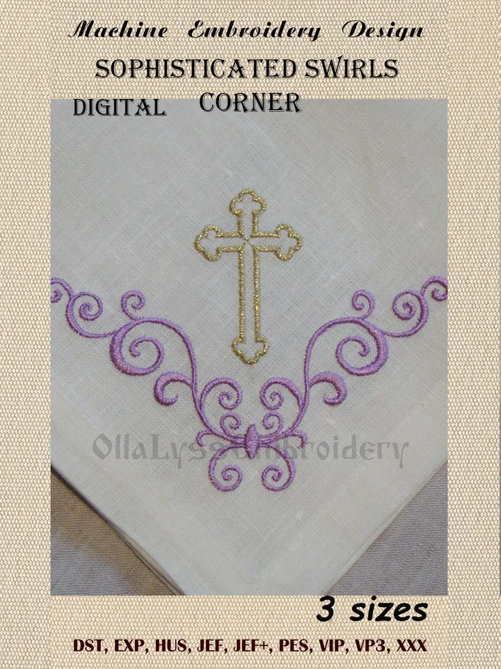 Sophisticated Swirls Corner embroidery design