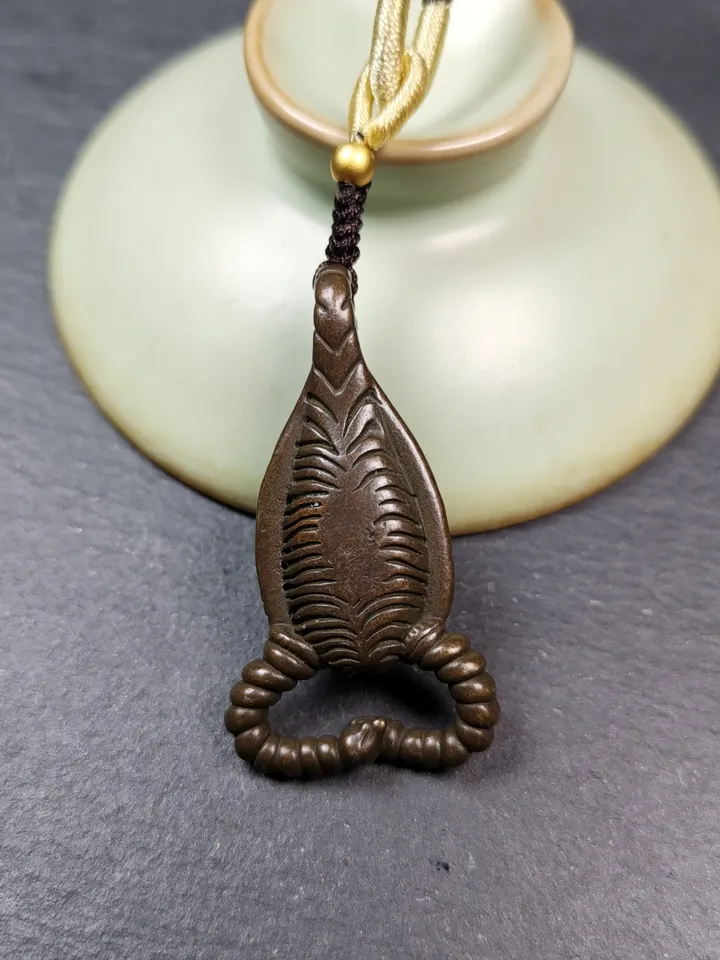 Gandhanra Handmade Tibetan Amulet,Scorpion Guru of Padmasambhava, Buddhist Scorpion Totem Pendant, Made of Thokcha,1.7&quot;
