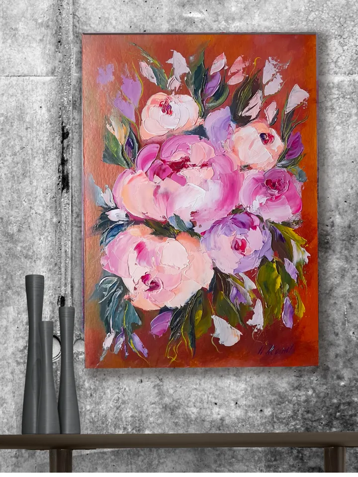Peonies Oil Paintings| Impressionism Peony