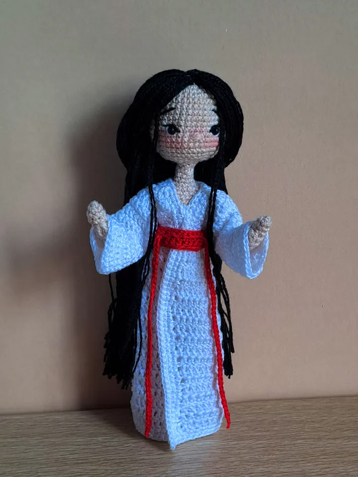 Asian crochet doll, japanese doll, handmade doll, japanese girl, unique doll