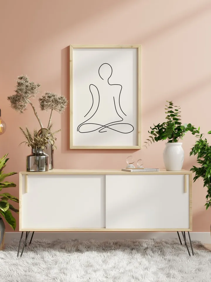 Yoga Wall Art, Yoga Art Print, Yoga Studio Decor, Yoga Wall Decor, Yoga Pose, Yoga Poster, Yoga Lotus Pose, Lotus Pose, Yoga Line Drawing
