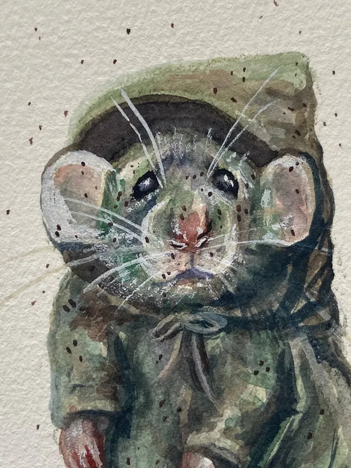 Rat Painting Original Cute Rat Art Small Watercolor Painting Animal Artwork Wizard Animal Illustration Mice Art 4 by 6 Wall Decor