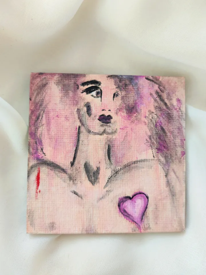 Love Angel miniature painting fridge magnet