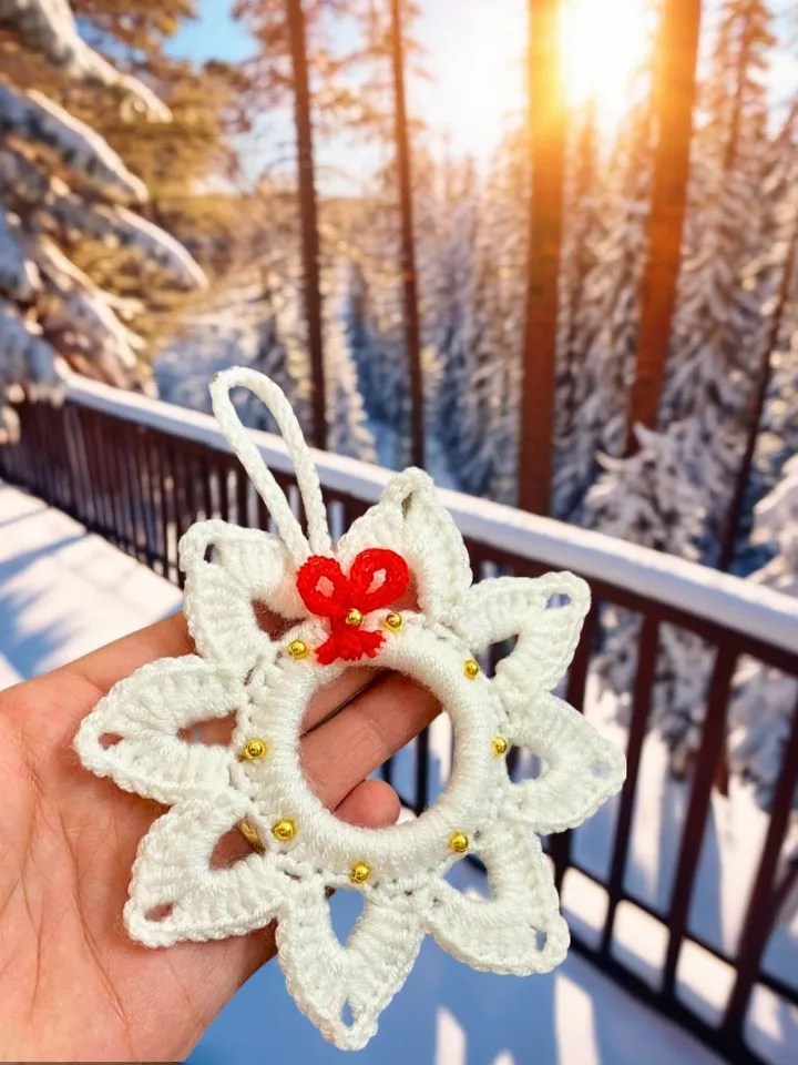 Christmas Crochet Star and Wreath Pattern - Christmas Decoration & Holiday Ornament - Christmas Tree Decor for Beginners