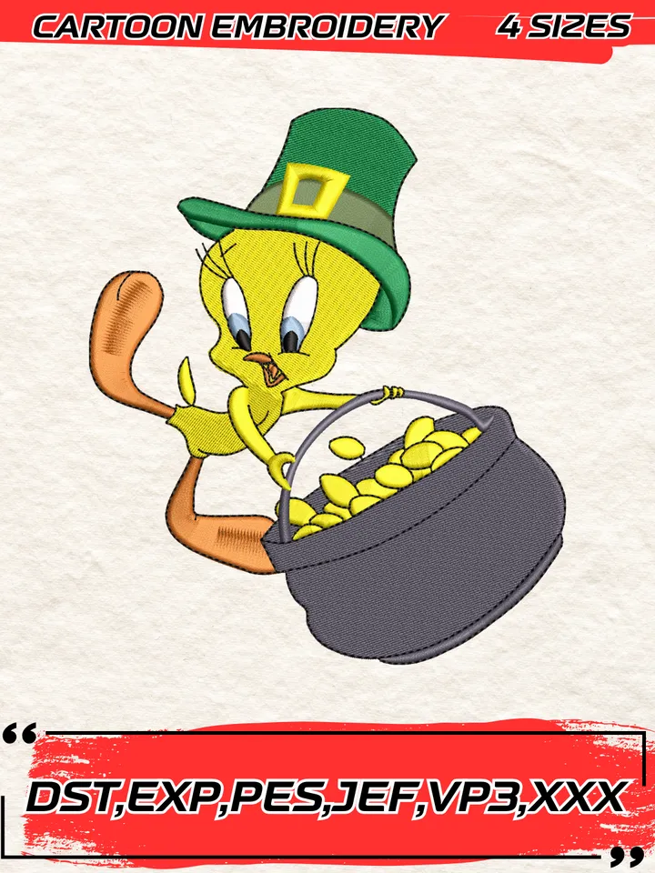 Tweety Looney Tunes Embroidery Design,Machine Embroidery Design File,4 Sizes, Digital Download