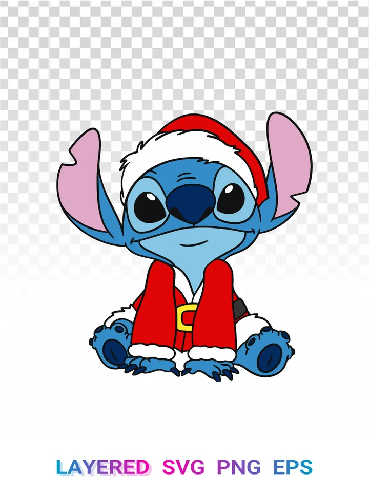 🎅 Stitch Santa SVG, Disney Christmas Lilo Stitch PNG Cricut