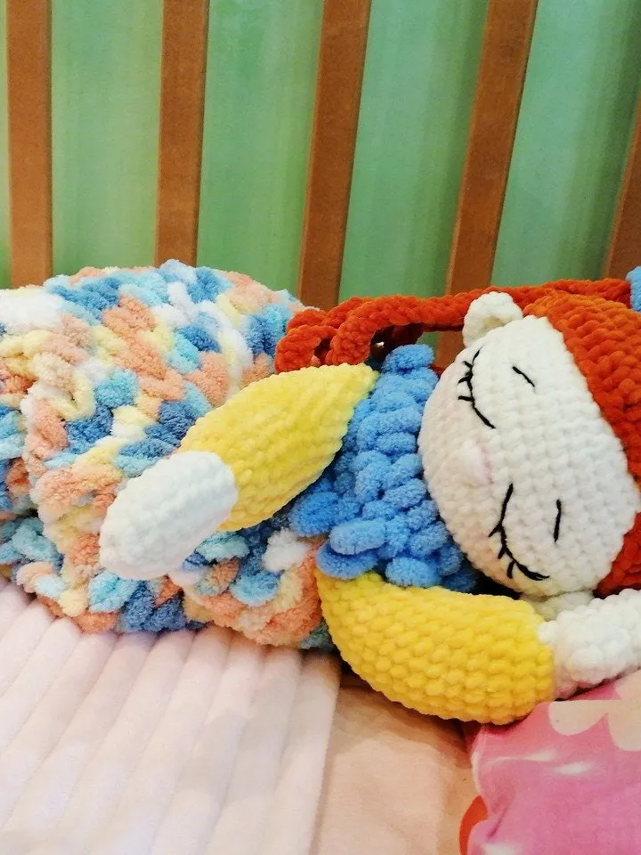 PDF Crochet Doll Pattern, Pajamas Holder, Plush Doll, Big Plush Toy, Amigurumi pajama bag, tutorial Sleeping bag pattern, plush pattern